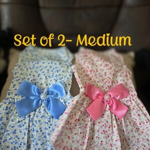 Set of 2 Floral Dresses with Bows